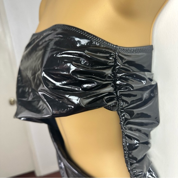 Mars The Label Black Patent Vegan Leather Strapless Cutout Gothic Top NWT 8/M - Picture 7 of 16